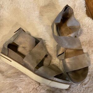 Eileen Fisher Sport Platform Sandal‎ Gold Cross Womens 10